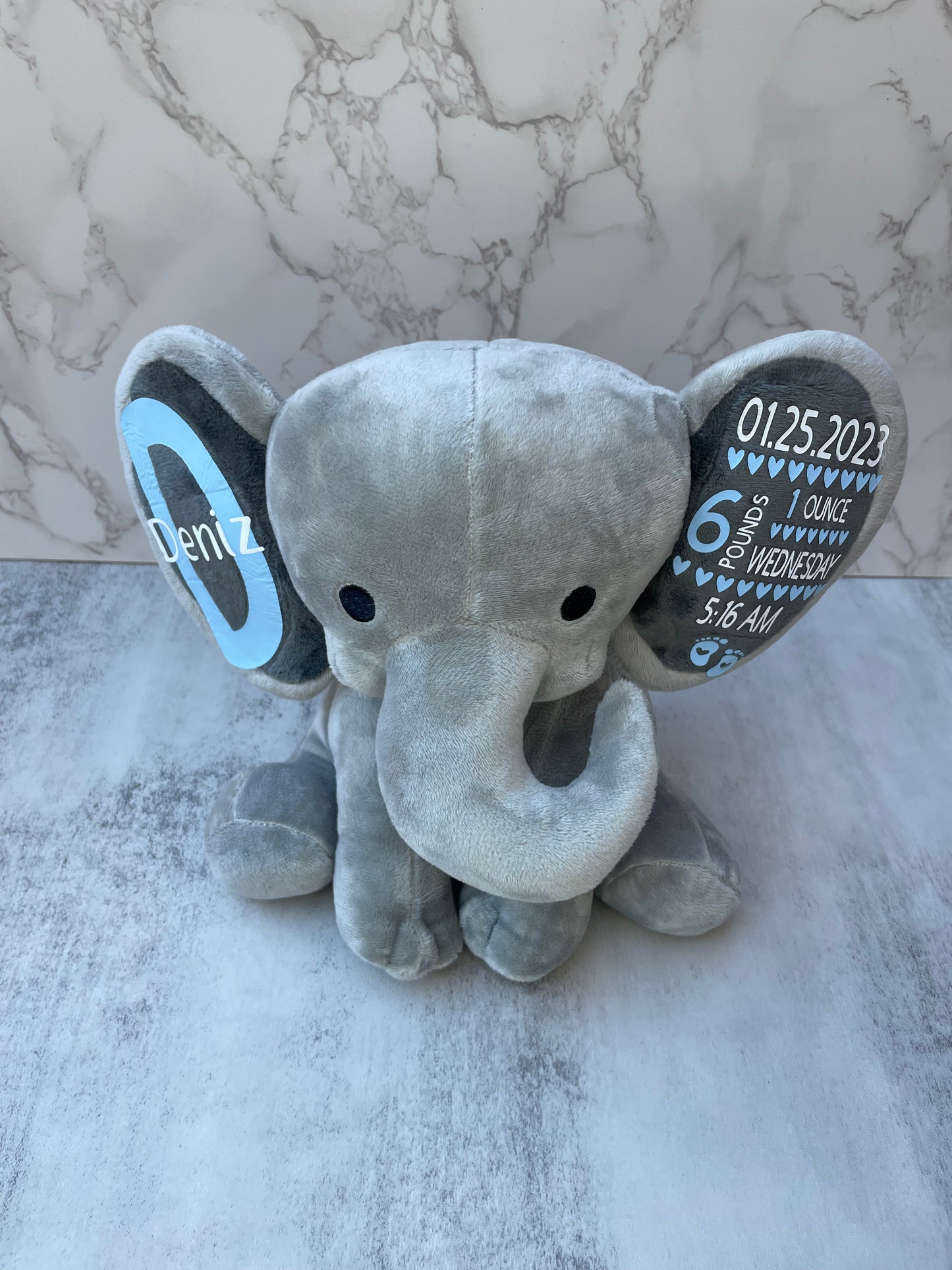 Birth Stats Keepsake Elephant, personalized baby gift