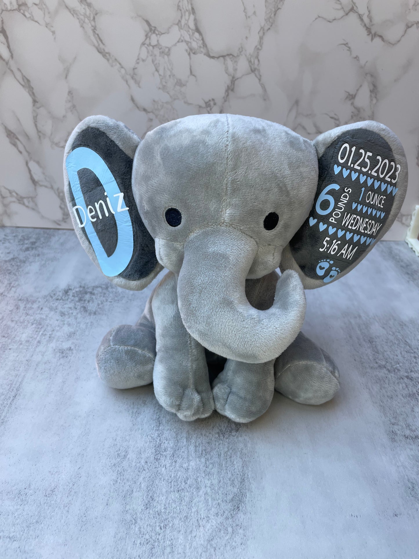 Birth Stats Keepsake Elephant, personalized baby gift